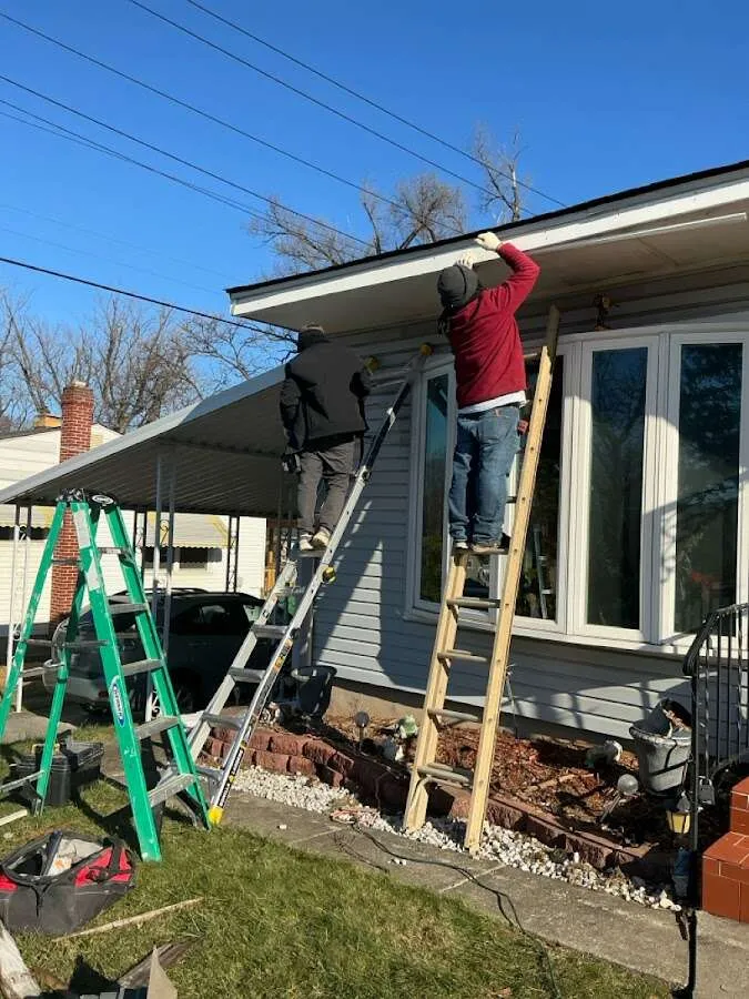 Restoration crew performing exterior repair in Stone Ridge